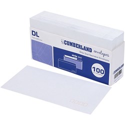 CUMBERLAND PLAIN POST CODE ENVELOPE DL STRIP SEAL SECRETIVE WHITE PACK OF 100