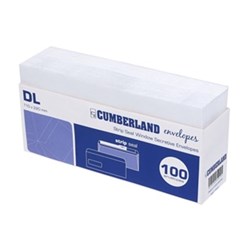 CUMBERLAND WINDOW FACE ENVELOPE DL STRIP SEAL SECRETIVE WHITE PACK OF 100