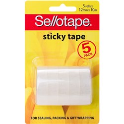 SELLOTAPE STICKY TAPE 12MMX10M CLEAR PACK OF 5