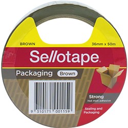SELLOTAPE PACKAGING TAPE 36MM X 50M HOT-MELT ADHESIVE BROWN