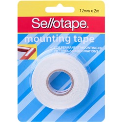 SELLOTAPE PERMANENT MOUNTING TAPE 12MMX2M WHITE