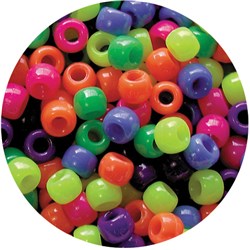 EC PONY BEADS NEON ASSORTED PACK OF 1600