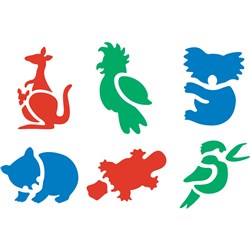 EC STENCIL AUSTRALIAN ANIMALS 190X190MM PACK OF 6