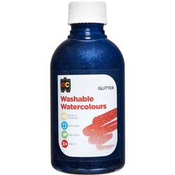 EC WASHABLE WATERCOLOUR PAINTS 250ML GLITTER BLUE