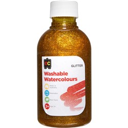 EC WASHABLE WATERCOLOUR PAINTS 250ML GLITTER YELLOW