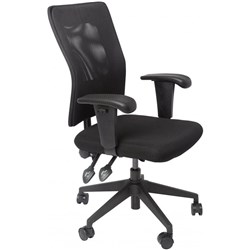 RAPIDLINE AM100 ERGONOMIC CHAIR MEDIUM MESH BACK WITH ARMS FABRIC SEAT & BACK BLACK