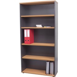 RAPIDLINE RAPID WORKER BOOKCASE 4 SHELVES 900W X 315D X 1800MMH BEECH AND IRONSTONE