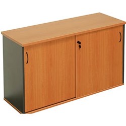 RAPIDLINE CREDENZA SLIDING DOORS 1200W X 450D X 730MMH BEECH AND IRONSTONE