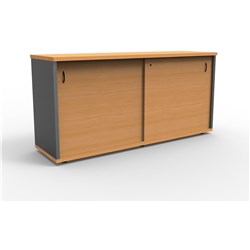 RAPIDLINE CREDENZA SLIDING DOORS 1500W X 450D X 730MMH BEECH AND IRONSTONE