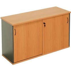 RAPIDLINE CREDENZA SLIDING DOORS 1800W X 450D X 730MMH BEECH AND IRONSTONE