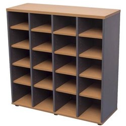 RAPIDLINE PIGEON HOLE UNIT 20 HOLES 1040W X 380D X 1040MMH BEECH AND IRONSTONE