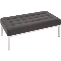 RAPIDLINE VENUS OTTOMAN STAINLESS STEEL FRAME BUTTON FINISH BLACK PU UPHOLSTERY