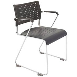 RAPIDLINE WIMBLEDON CHAIR WITH ARMS CHROME SLED BASE BLACK