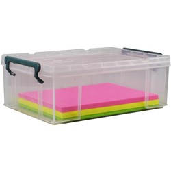 ITALPLAST 10 LITRE STACKA PLASTIC STORAGE BOX WITH SECURE LID CLEAR