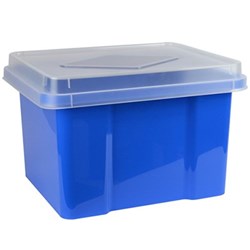 ITALPLAST 32 LITRE PLASTIC SUSPENSION FILE & STORAGE BOX BLUEBERRY BASE CLEAR LID