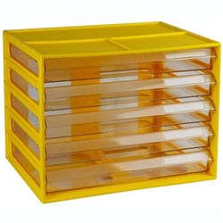 ITALPLAST A4 DOCUMENT CABINET RECYCLED 5 DRAWER BLACK & CLEAR