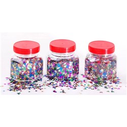 JASART GLITTER SCATTERS 100GM JAR SHAPES ASSORTED COLOURS
