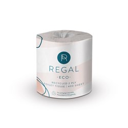 REGAL ECO RECYCLED TOILET PAPER ROLLS 2 PLY 400 SHEET BOX OF 48
