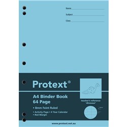 PROTEXT BINDER BOOK A4 7 HOLE 8MM RULED 70GSM 64 PAGE DINOSAUR