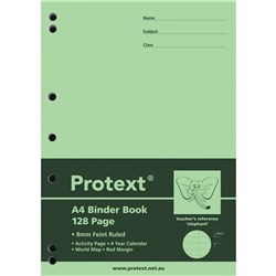 PROTEXT BINDER BOOK A4 7 HOLE 8MM RULED 70GSM 128 PAGE ELEPHANT