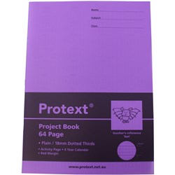 PROTEXT POLY PROJECT BOOK 330X245MM PLAIN & 18MM DOTTED THIRDS 64 PAGE-BAT