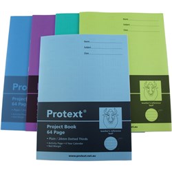 PROTEXT POLY PROJECT BOOK 330X245MM PLAIN & 24MM DOTTED THIRDS 64 PAGE-BULL