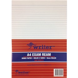 WRITER A4 EXAM PAPER 55GSM PAPER 8MM RULED 500 SHEETS
