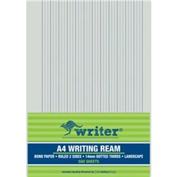 WRITER A4 EXAM PAPER 14MM DOTTED THIRDS LANDSCAPE 500 SHEETS