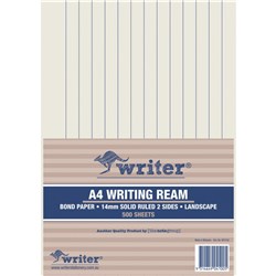 WRITER A4 EXAM PAPER 14MM SOLID RULED LANDSCAPE REAM OF 500