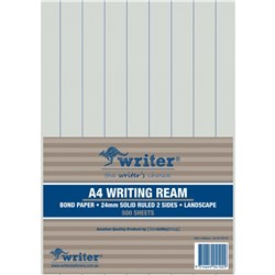 WRITER A4 EXAM PAPER 24MM SOLID RULED LANDSCAPE REAM OF 500