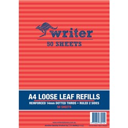 WRITER BINDER REFILLS A4 14MM DOTTED THIRDS PACK OF 50