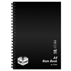 SPIRAX P595A NOTEBOOK POLY COVER A4 RULED 240 PAGE SIDE OPENING BLACK