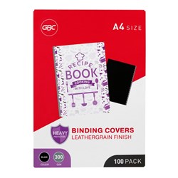 GBC BINDING COVER A4 300GSM LEATHERGRAIN PACK OF 100 BLACK
