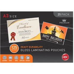 GBC LAMINATING POUCHES A3 125 MICRON GLOSS PACK OF 25