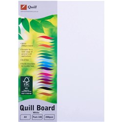 QUILL BOARD A4 200GSM WHITE PACK OF 100