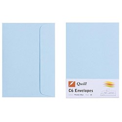 QUILL ENVELOPE C6 80GSM POWDER BLUE PACK OF 25