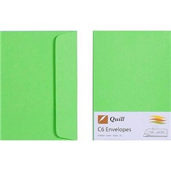 QUILL ENVELOPE C6 80GSM LIME PACK OF 25