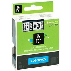 DYMO D1 LABEL CASSETTE TAPE 19MM X 7M BLACK ON CLEAR