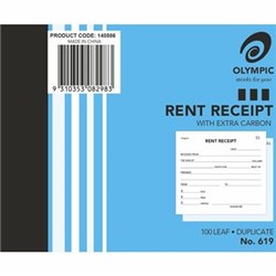 OLYMPIC 619 RENT RECEIPT BOOK CARBON DUPLICATE 100 X 125MM 100 LEAF BLUE