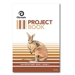 OLYMPIC P524 PROJECT BOOK 335 X 240MM 14MM DOTTED THIRDS RULED AND BLANK 24 PAGE K'ROO
