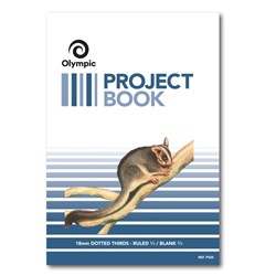 OLYMPIC P525 PROJECT BOOK 335 X 240MM 18MM DOTTED THIRDS RULED AND BLANK 24 PAGE POSSUM