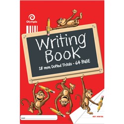 OLYMPIC WM186 WRITING BOOK 335 X 240MM 18MM DOTTED THIRDS 64 PAGE MONKEY