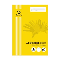 OLYMPIC E144 EXERCISE BOOK A4 48 PAGE 14MM RULED WITH MARGIN
