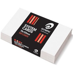 OLYMPIC SYSTEM CARDS 75 X 125MM PLAIN WHITE PACK OF 100