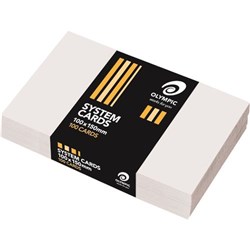 OLYMPIC SYSTEM CARDS 100 X 150MM PLAIN WHITE PACK OF 100