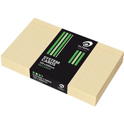 OLYMPIC SYSTEM CARDS 125 X 200MM RULED BUFF PACK OF 100