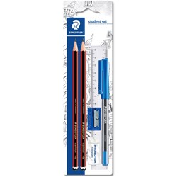 STAEDTLER 110 TRADITION STUDENT SET 2 HB PENCILS, ERASER. PEN, RULER & SHARPENER