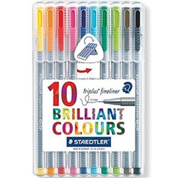 STAEDTLER 334 TRIPLUS FINELINERS 0.3MM ASSORTED WALLET OF 10
