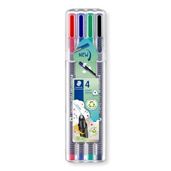 STAEDTLER 334 TRIPLUS FINELINERS 0.3MM ASSORTED WALLET OF 4