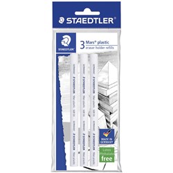 STAEDTLER MARS PLASTIC ERASER REFILLS FOR 522695 PACK OF 3